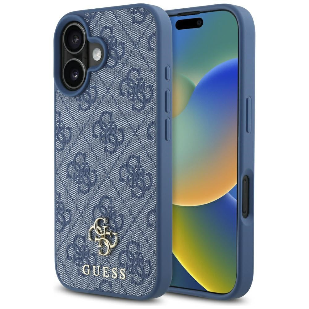 Калъф MagSafe за Apple iPhone 16, Guess, 4G Small and Classic Logo, Син