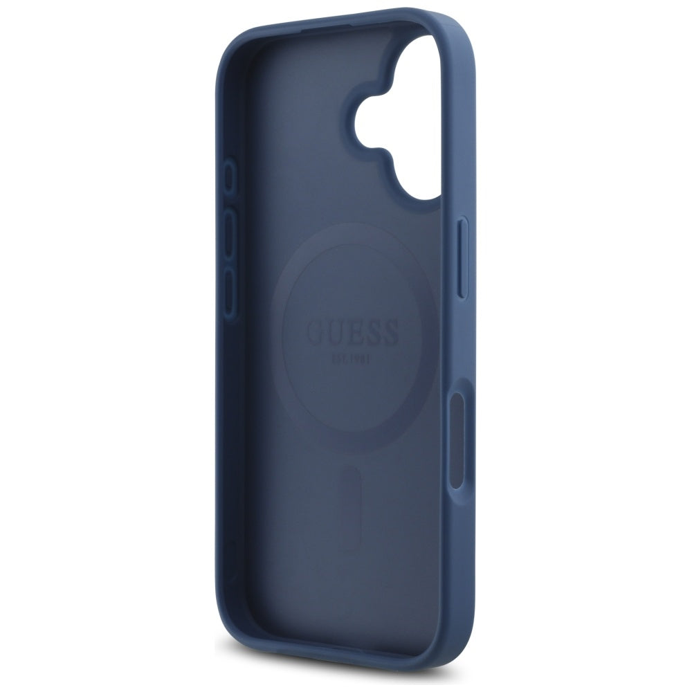 Калъф MagSafe за Apple iPhone 16, Guess, 4G Small and Classic Logo, Син