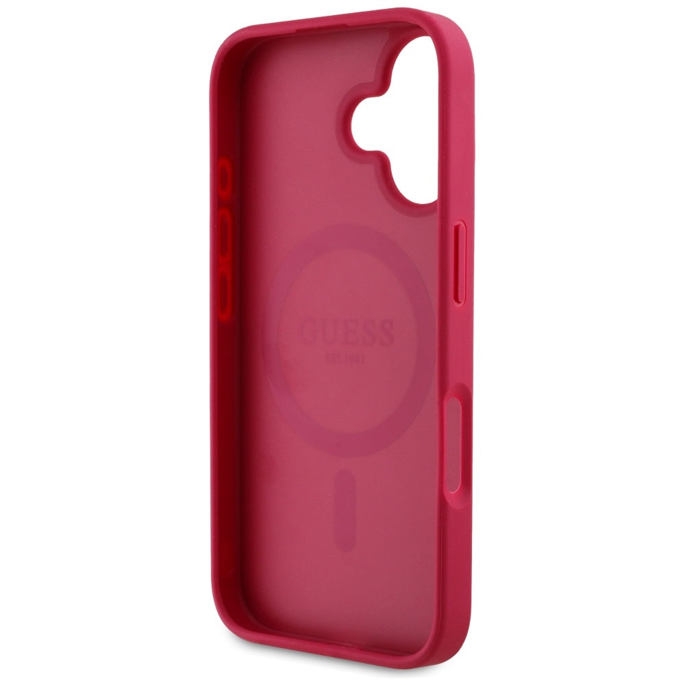 Калъф MagSafe за Apple iPhone 16, Guess, Grained Flowers, Фуксия