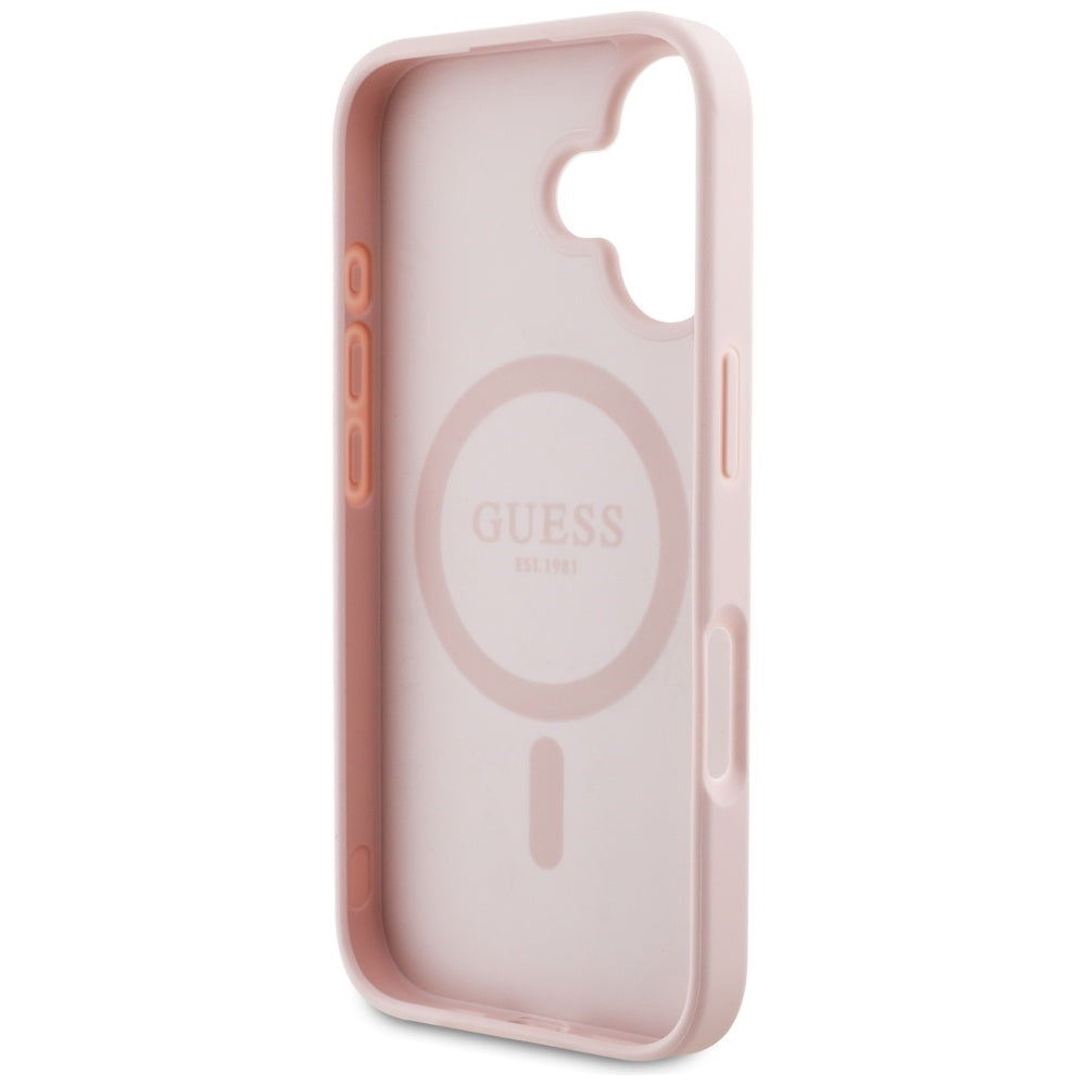 Калъф MagSafe за Apple iPhone 16, Guess, Grained Flowers, Розов