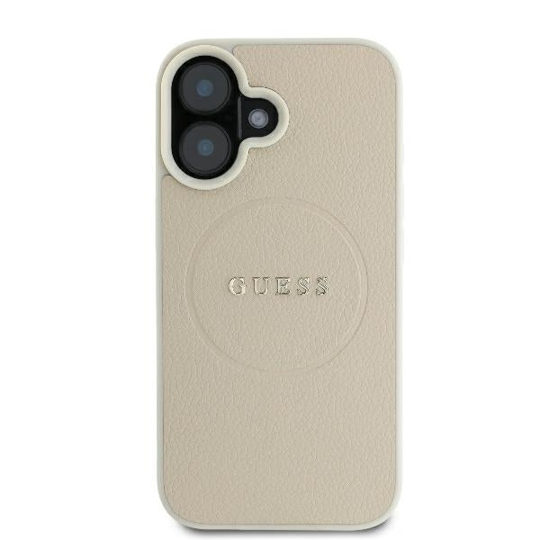 Калъф MagSafe за Apple iPhone 16, Guess, Grained Gold Ring, Бежов