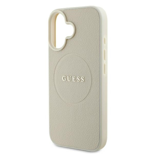 Калъф MagSafe за Apple iPhone 16, Guess, Grained Gold Ring, Бежов