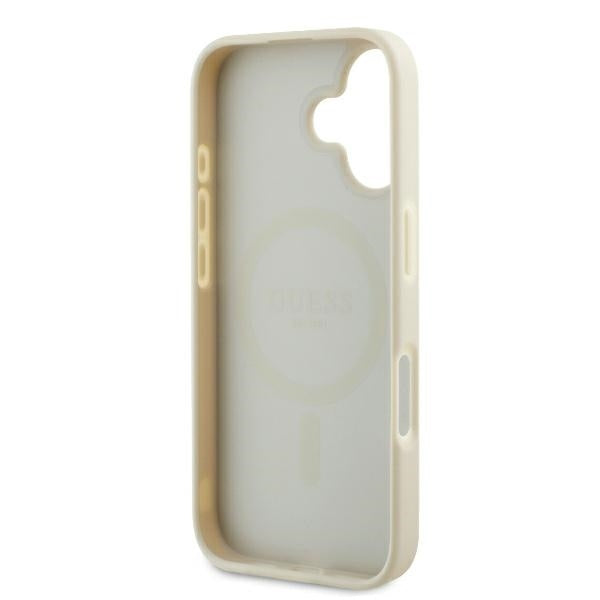 Калъф MagSafe за Apple iPhone 16, Guess, Grained Gold Ring, Бежов