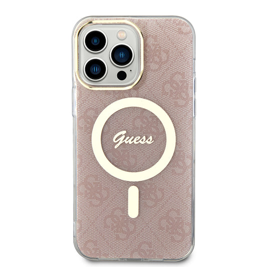 Калъф MagSafe за Apple iPhone 16, Guess, IML 4G, Розов