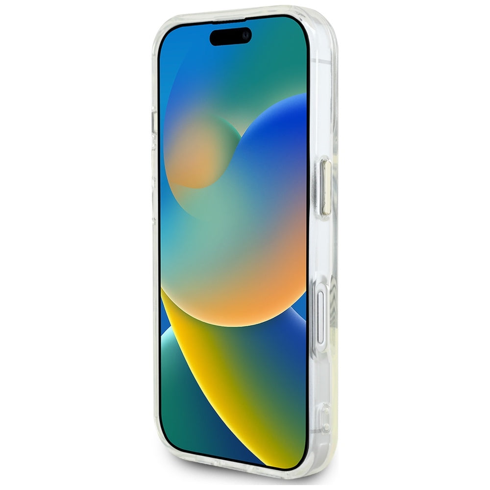 Калъф MagSafe за Apple iPhone 16, Guess, IML Metal Colored Circle, Бял