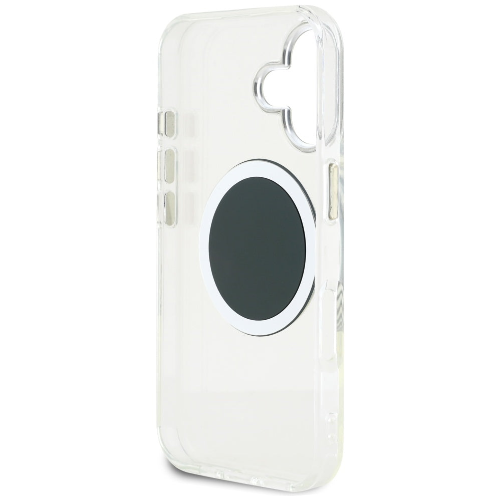 Калъф MagSafe за Apple iPhone 16, Guess, IML Metal Colored Circle, Черен
