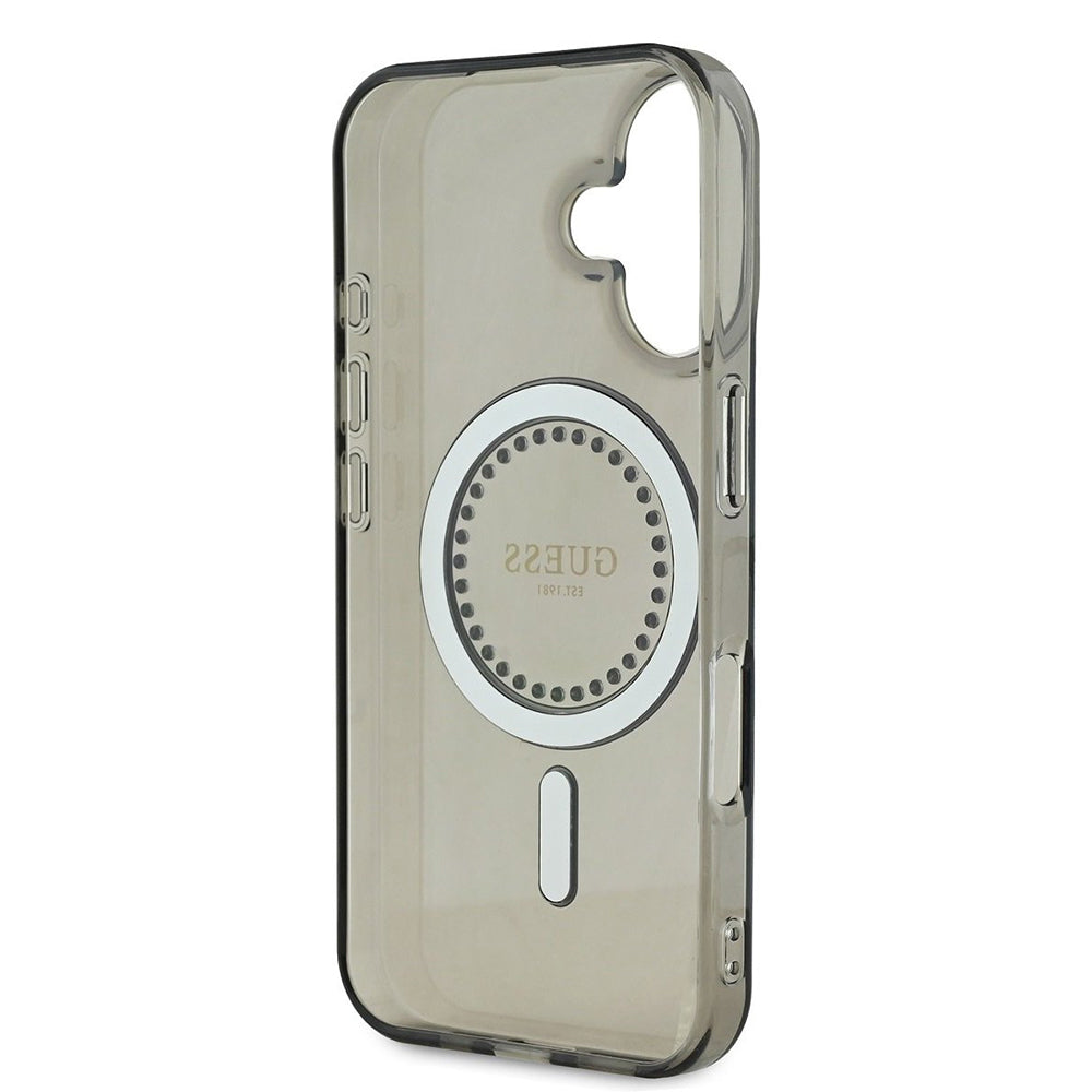 Калъф MagSafe за Apple iPhone 16, Guess, IML Rhinestone, Черен