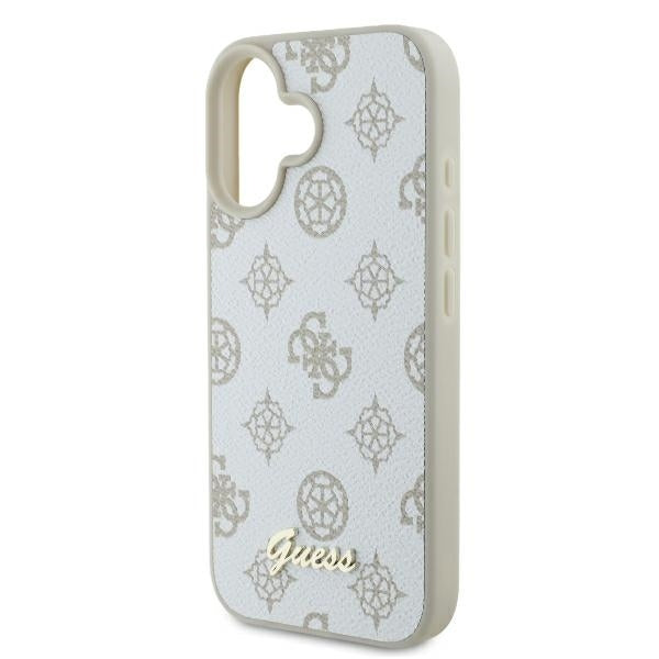 Калъф MagSafe за Apple iPhone 16, Guess, Peony Script, Бял