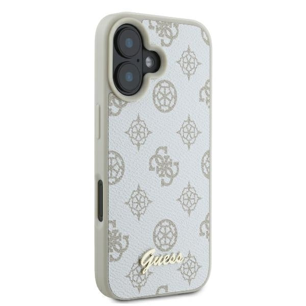 Калъф MagSafe за Apple iPhone 16, Guess, Peony Script, Бял