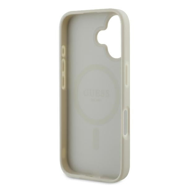 Калъф MagSafe за Apple iPhone 16, Guess, Peony Script, Бял
