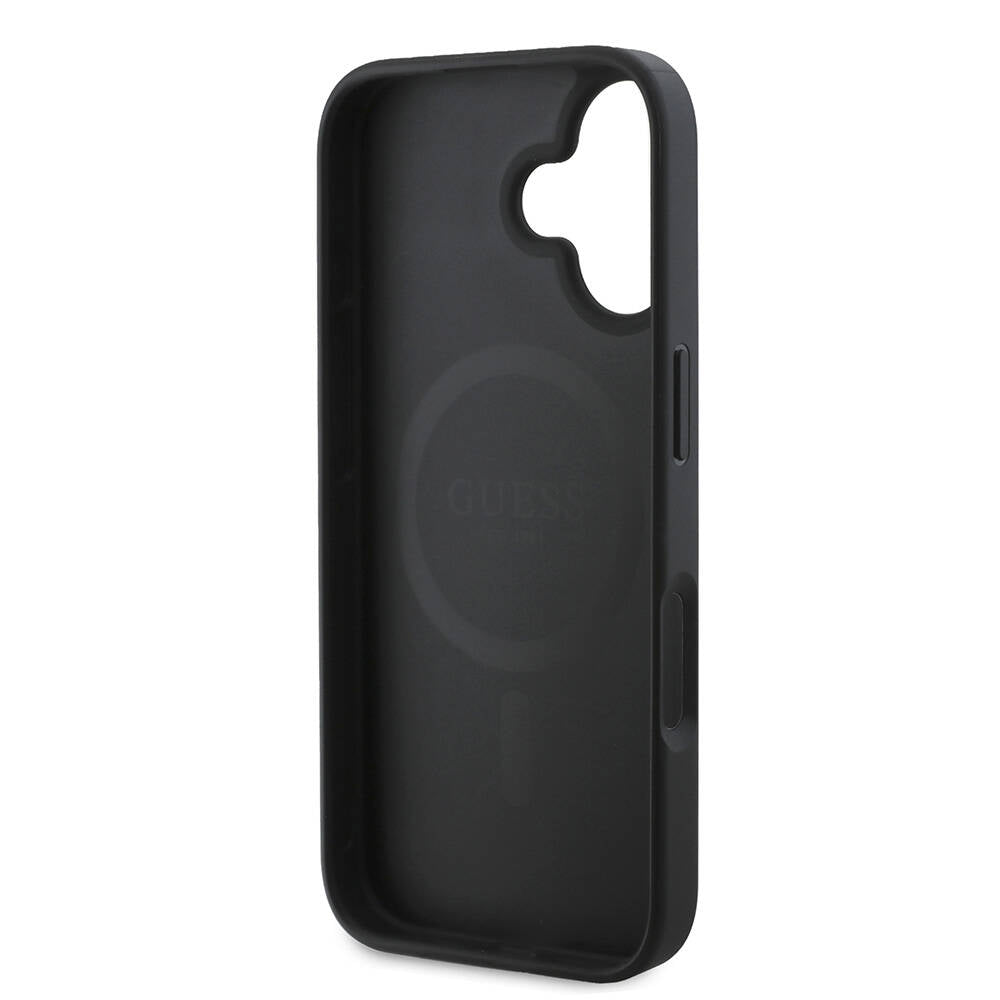 MagSafe Case for Apple iPhone 16, Guess, Peony Script, Black