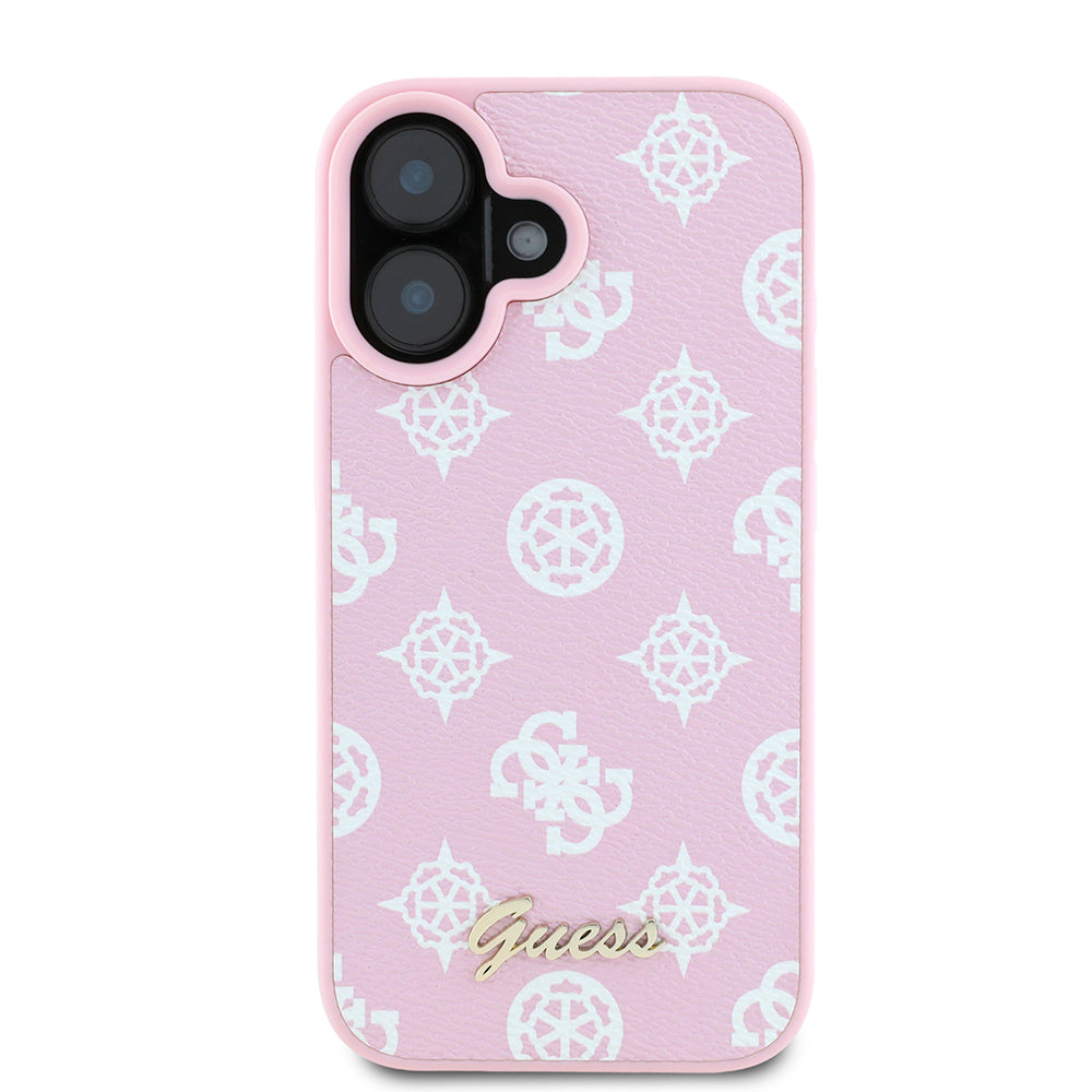 Калъф MagSafe за Apple iPhone 16, Guess, Peony Script, Розов