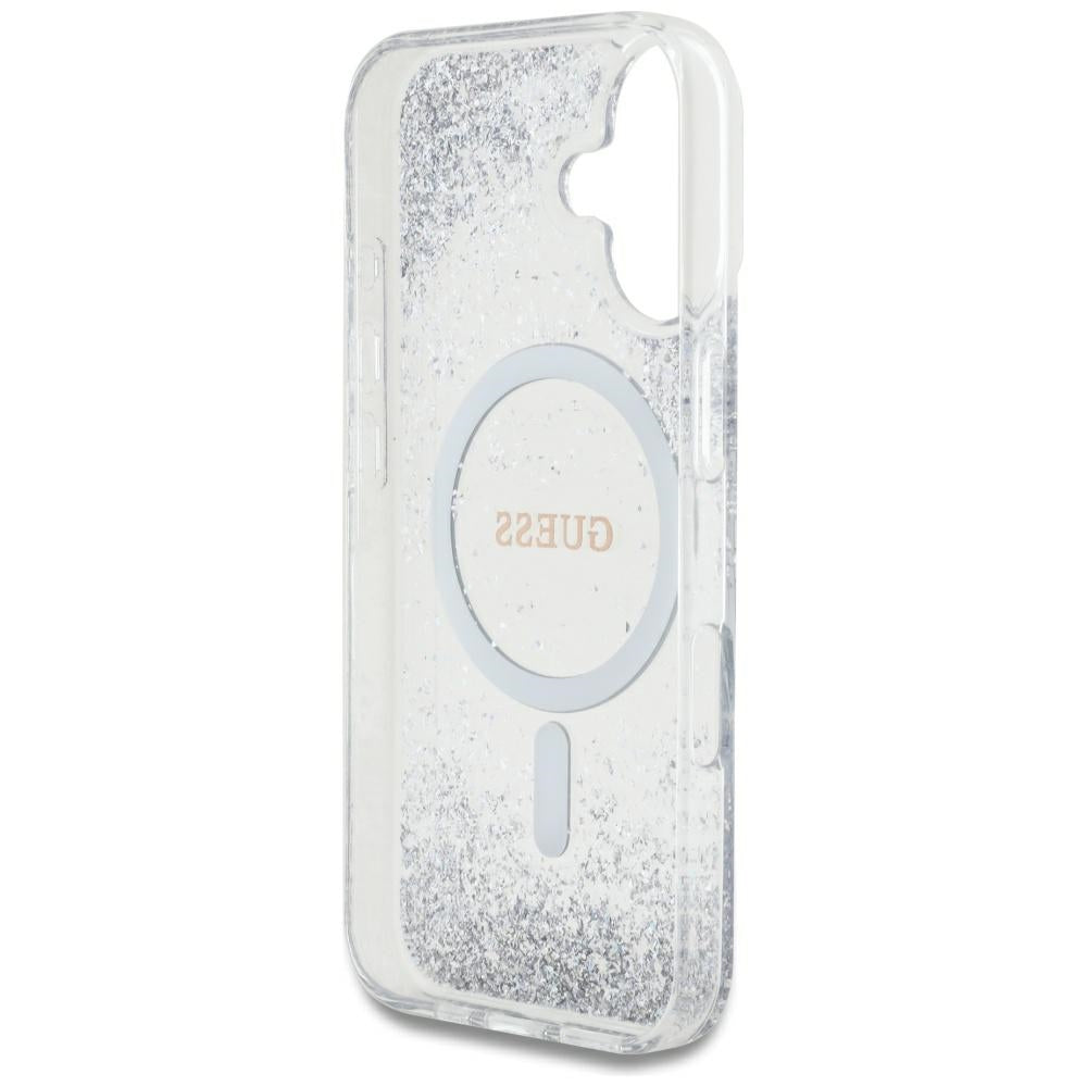 Калъф MagSafe за Apple iPhone 16, Guess, Resin Gradient Glitter, Сребрист