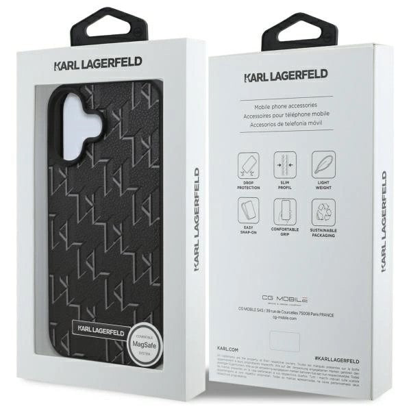 Калъф MagSafe за Apple iPhone 16, Karl Lagerfeld, Hot Stamp, Черен