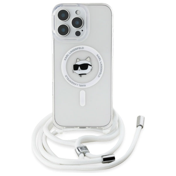Калъф MagSafe за Apple iPhone 16, Karl Lagerfeld, IML Crossbody Choupette's Head with Strap, Прозрачен