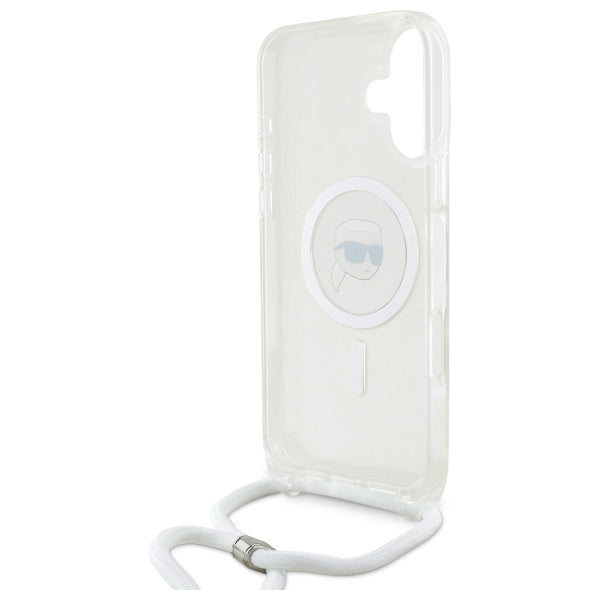 Калъф MagSafe за Apple iPhone 16, Karl Lagerfeld, IML Crossbody Karl's Head, Прозрачен