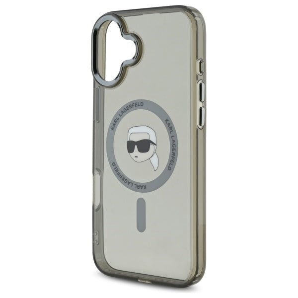 Калъф MagSafe за Apple iPhone 16, Karl Lagerfeld, IML Metal Karl's Head, Черен