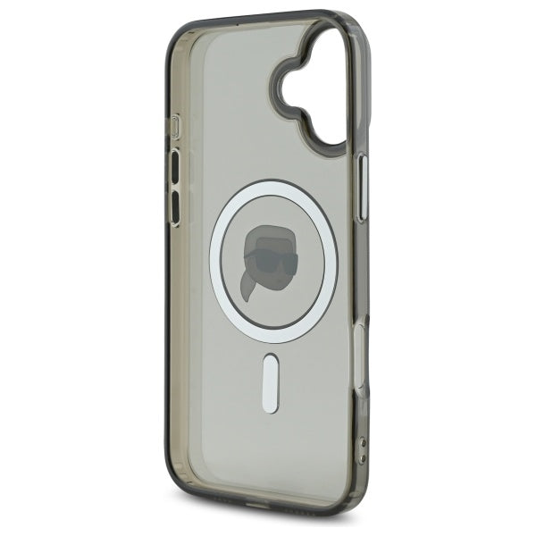 Калъф MagSafe за Apple iPhone 16, Karl Lagerfeld, IML Metal Karl's Head, Черен