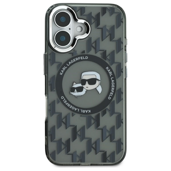 Калъф MagSafe за Apple iPhone 16, Karl Lagerfeld, IML Monogram Karl & Choupette's Heads, Черен