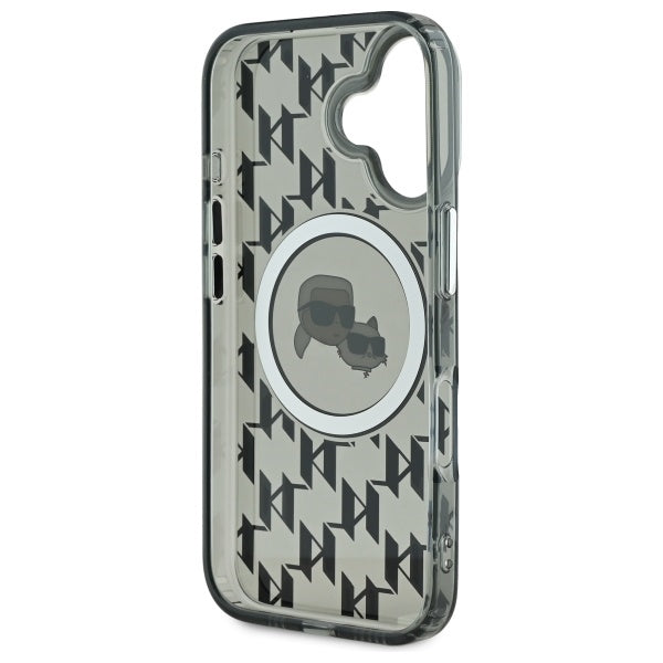 Калъф MagSafe за Apple iPhone 16, Karl Lagerfeld, IML Monogram Karl & Choupette's Heads, Черен