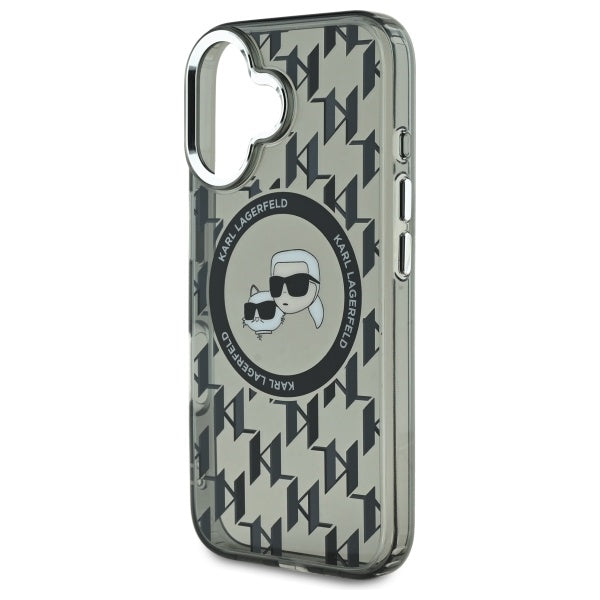 Калъф MagSafe за Apple iPhone 16, Karl Lagerfeld, IML Monogram Karl & Choupette's Heads, Черен