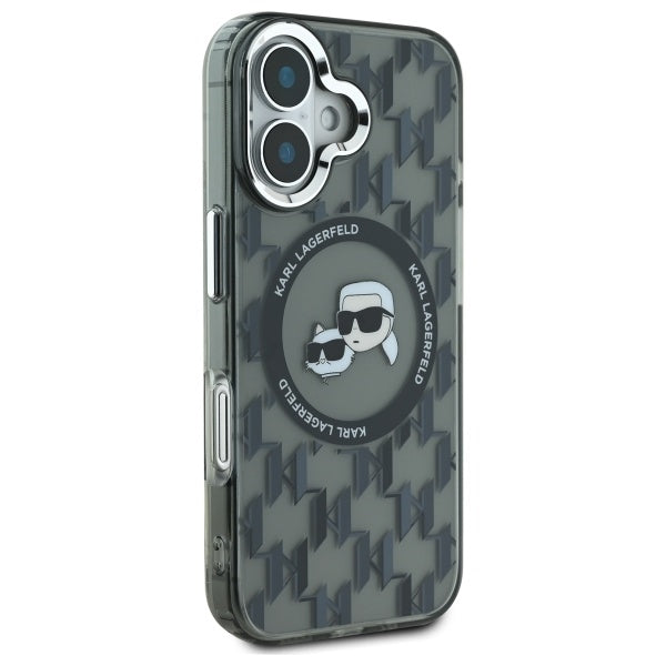 Калъф MagSafe за Apple iPhone 16, Karl Lagerfeld, IML Monogram Karl & Choupette's Heads, Черен