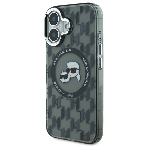Калъф MagSafe за Apple iPhone 16, Karl Lagerfeld, IML Monogram Karl & Choupette's Heads, Черен