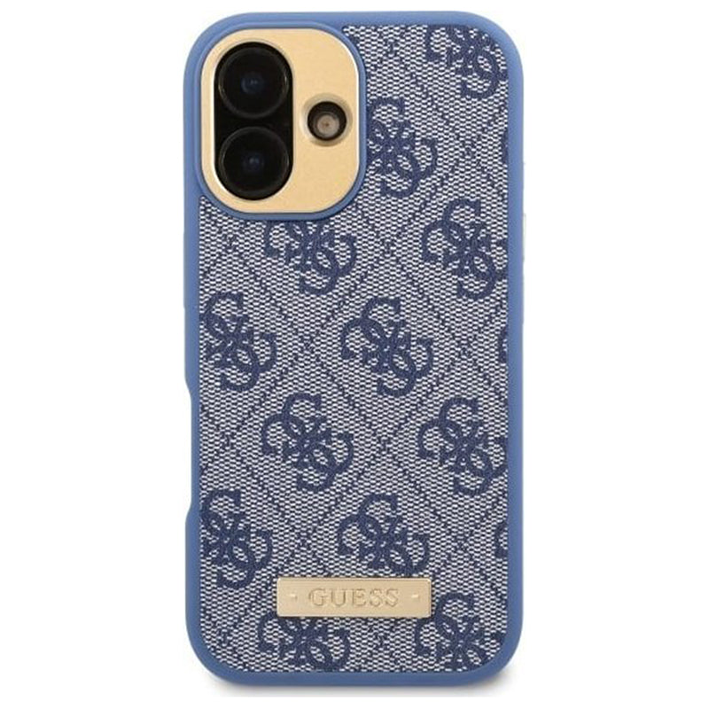 Калъф MagSafe за Apple iPhone 16 Plus, Guess, 4G Logo Plate, Син