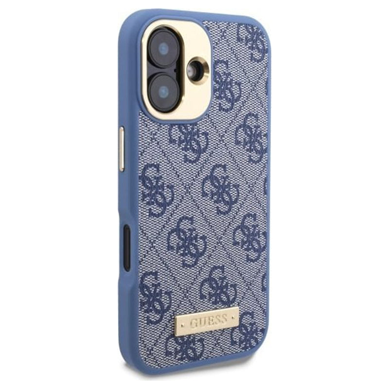 Калъф MagSafe за Apple iPhone 16 Plus, Guess, 4G Logo Plate, Син