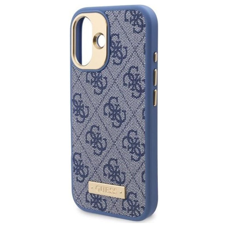 Калъф MagSafe за Apple iPhone 16 Plus, Guess, 4G Logo Plate, Син