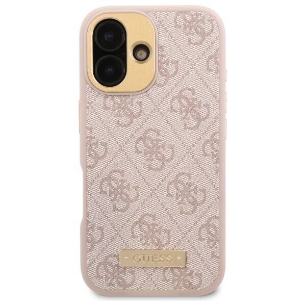 Калъф MagSafe за Apple iPhone 16 Plus, Guess, 4G Logo Plate, Розов