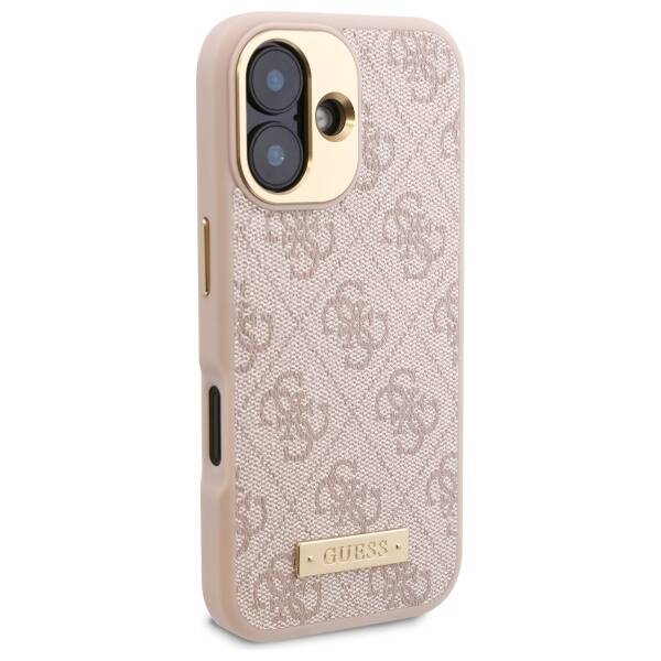 Калъф MagSafe за Apple iPhone 16 Plus, Guess, 4G Logo Plate, Розов
