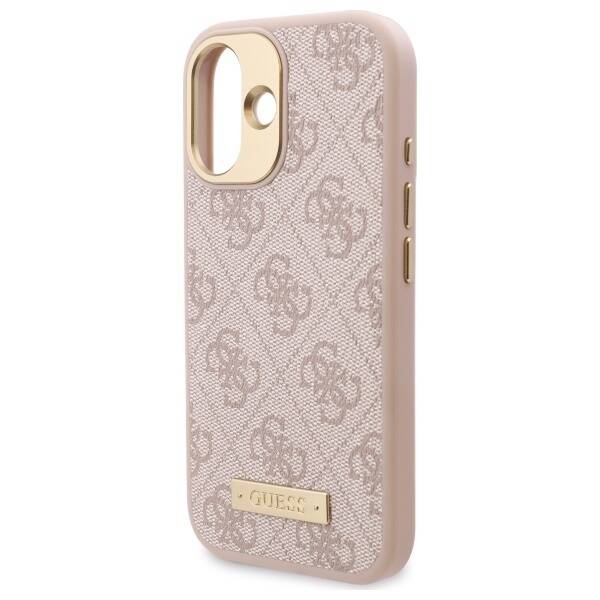 Калъф MagSafe за Apple iPhone 16 Plus, Guess, 4G Logo Plate, Розов