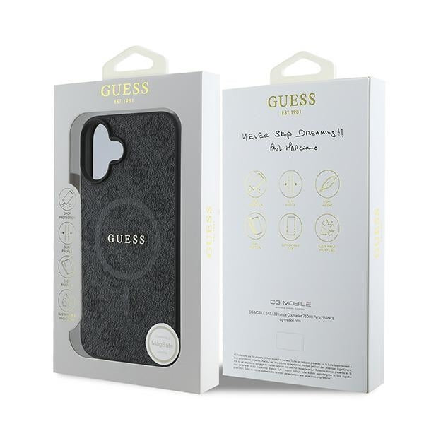 Калъф MagSafe за Apple iPhone 16 Plus, Guess, 4G Ring Classic Logo, Черен