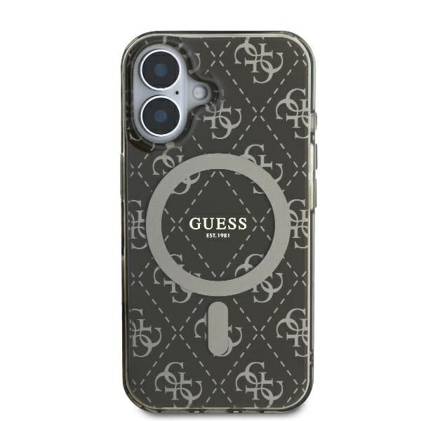 Калъф MagSafe за Apple iPhone 16 Plus, Guess, IML 4G Background, Кафяв