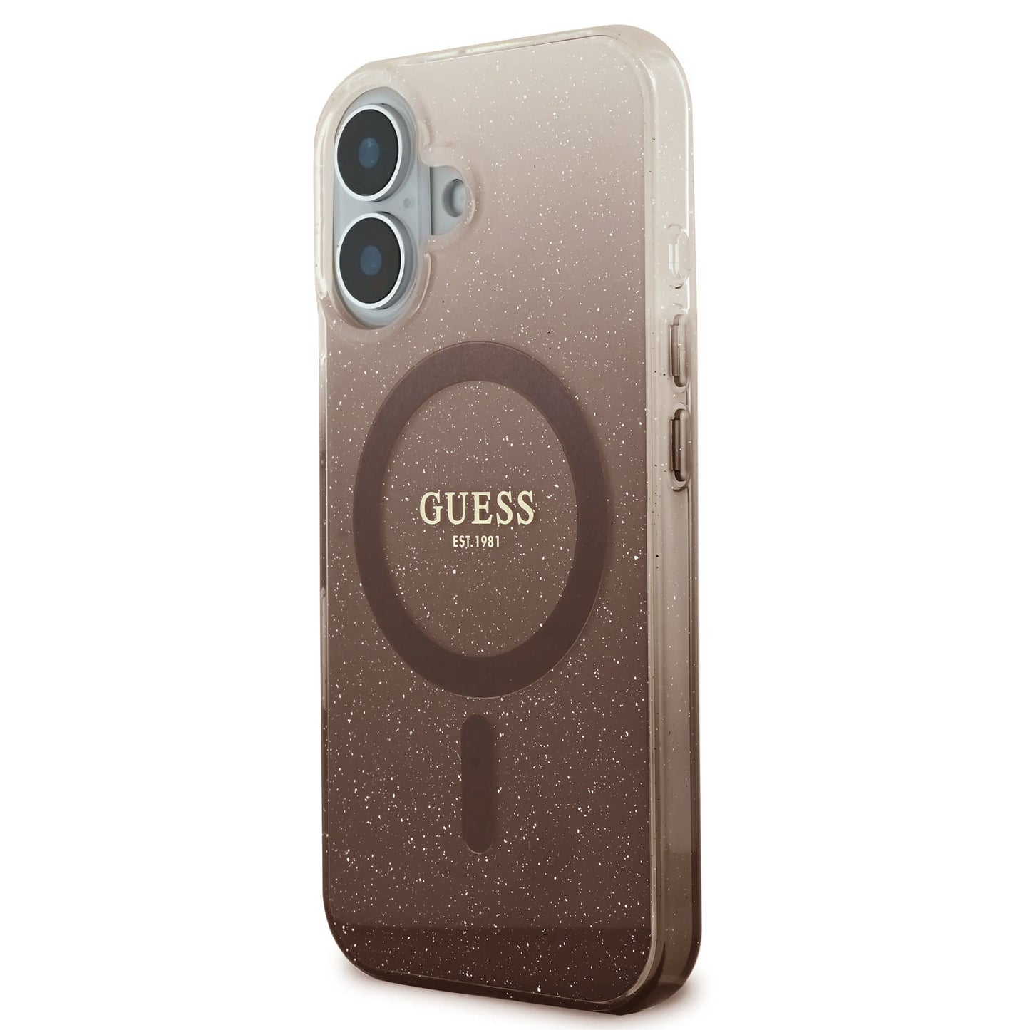 Калъф MagSafe за Apple iPhone 16 Plus, Guess, IML Glitter Gradient, Кафяв