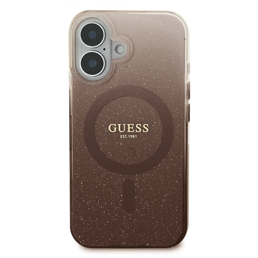 Калъф MagSafe за Apple iPhone 16 Plus, Guess, IML Glitter Gradient, Кафяв