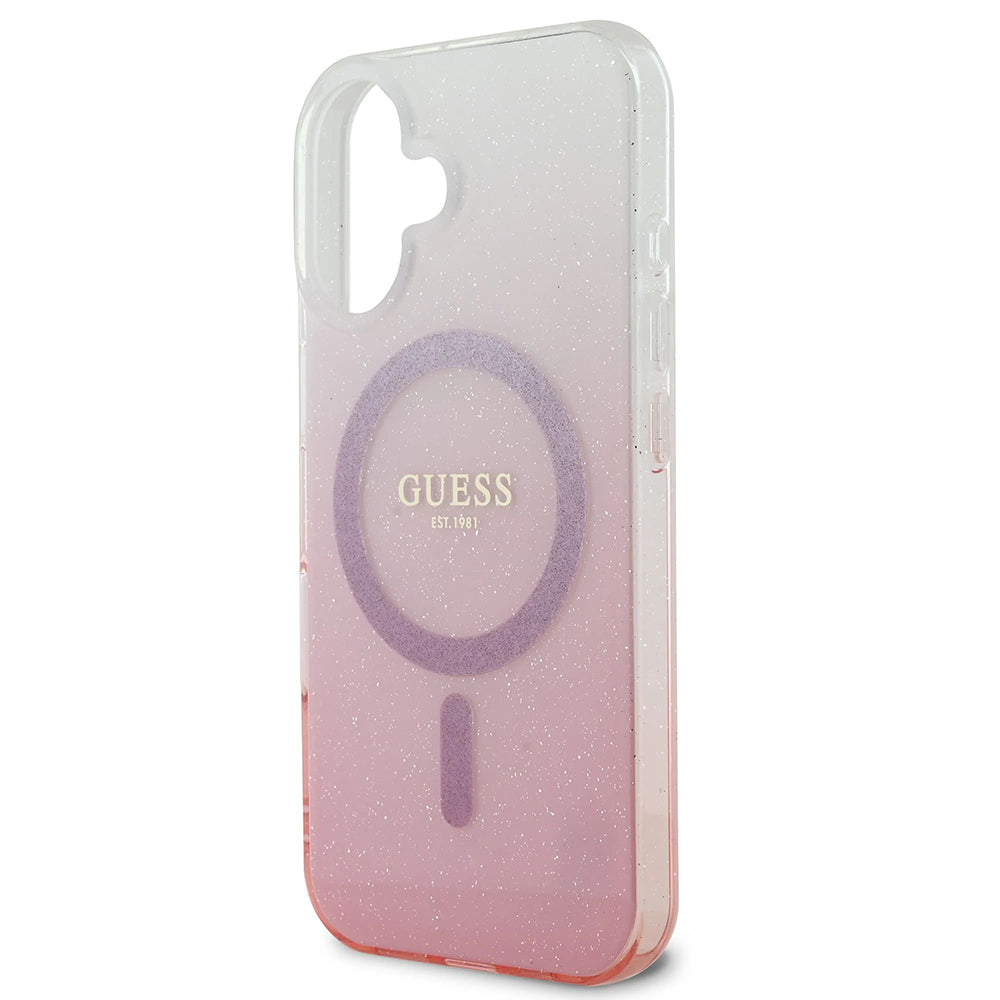 Калъф MagSafe за Apple iPhone 16 Plus, Guess, IML Glitter Gradient, Кафяв