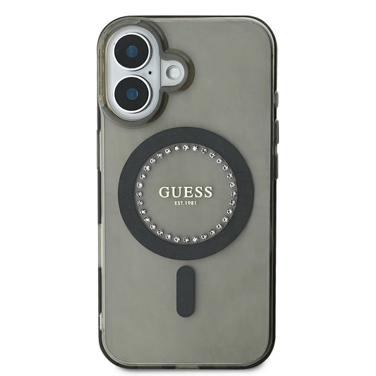 Калъф MagSafe за Apple iPhone 16 Plus, Guess, IML Rhinestone, Черен