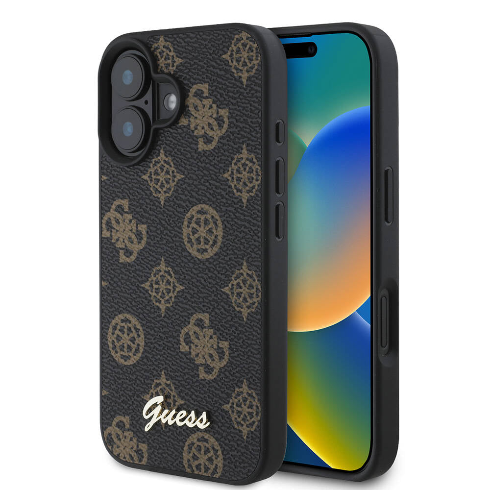 Калъф MagSafe за Apple iPhone 16 Plus, Guess, Peony Script, Черен