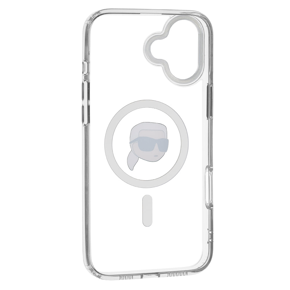 Калъф MagSafe за Apple iPhone 16 Plus, Karl Lagerfeld, IML Karl's Head, Бял