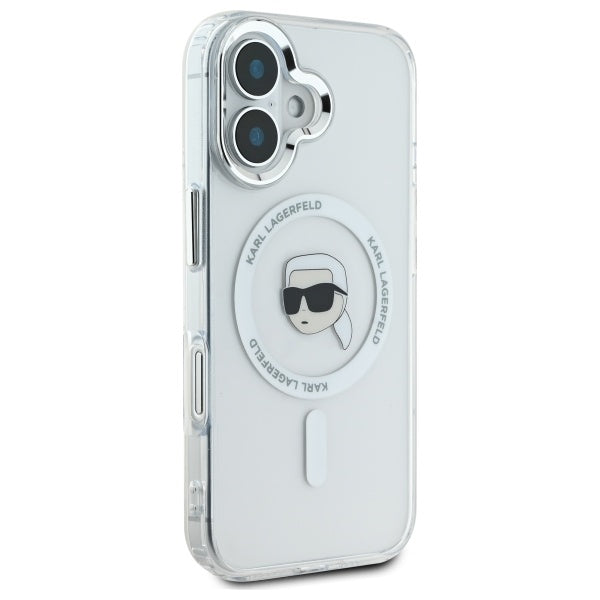 Калъф MagSafe за Apple iPhone 16 Plus, Karl Lagerfeld, IML Karl's Head, Бял