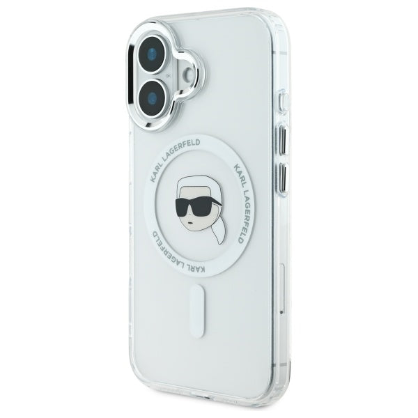 Калъф MagSafe за Apple iPhone 16 Plus, Karl Lagerfeld, IML Karl's Head, Бял