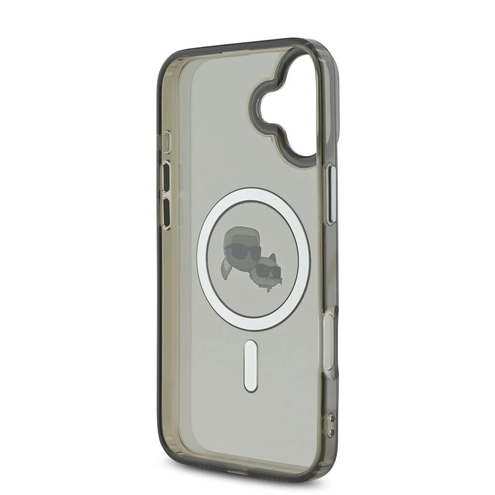 Калъф MagSafe за Apple iPhone 16 Plus, Karl Lagerfeld, IML Metal Karl & Choupette's Heads, Черен