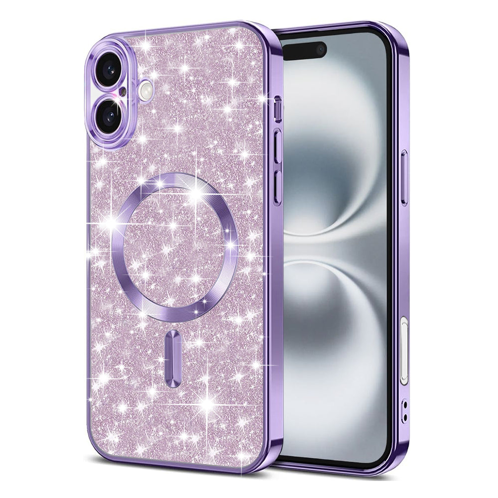 Калъф MagSafe за Apple iPhone 16 Plus, Techsuit, Luxury Glitter, Светло лилав