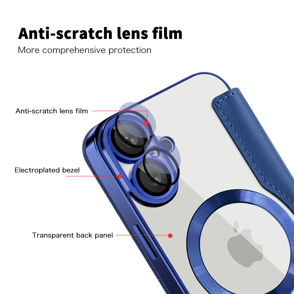 Калъф MagSafe за Apple iPhone 16 Plus, Techsuit, SmartMag Book, Син