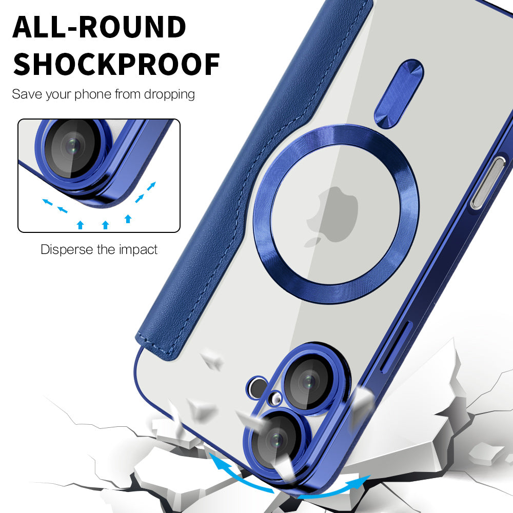 Калъф MagSafe за Apple iPhone 16 Plus, Techsuit, SmartMag Book, Син
