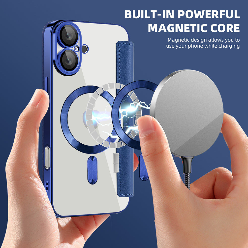 Калъф MagSafe за Apple iPhone 16 Plus, Techsuit, SmartMag Book, Син