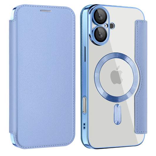 Калъф MagSafe за Apple iPhone 16 Plus, Techsuit, SmartMag Book, Син