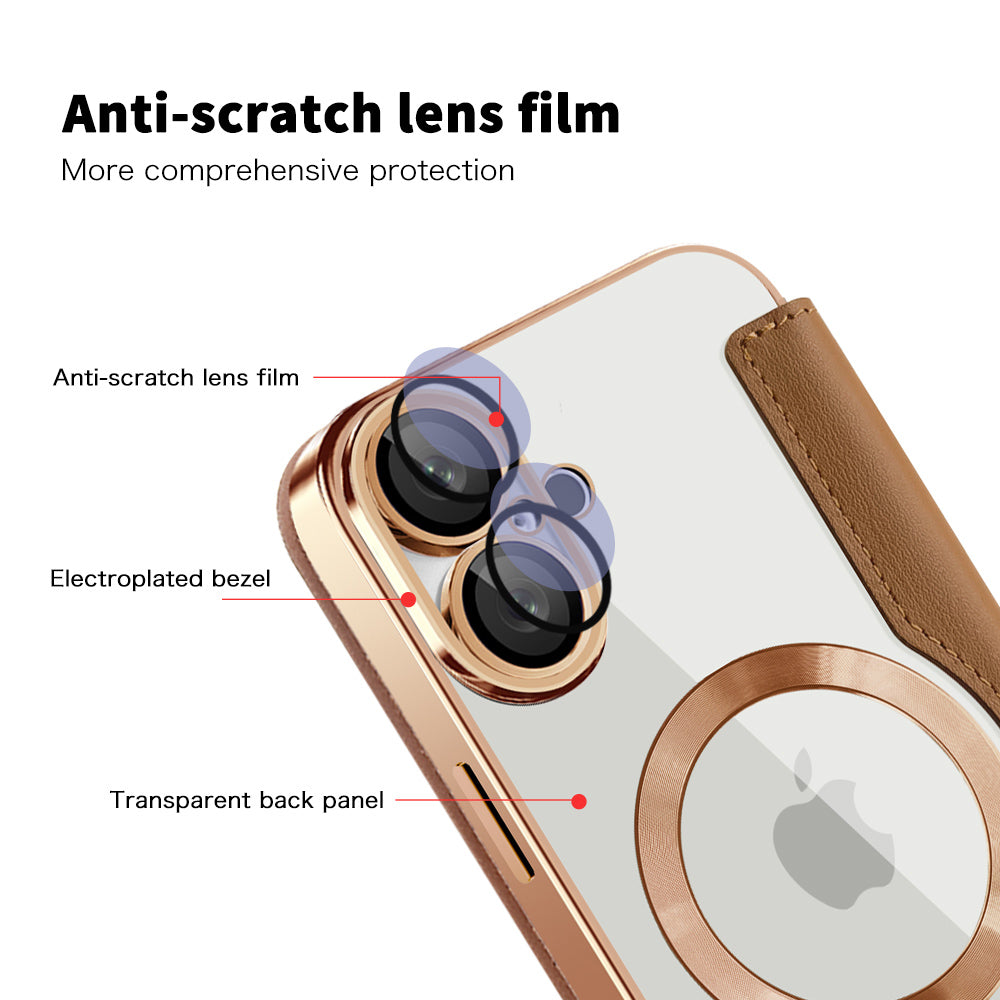 Калъф MagSafe за Apple iPhone 16 Plus, Techsuit, SmartMag Book, Кафяв